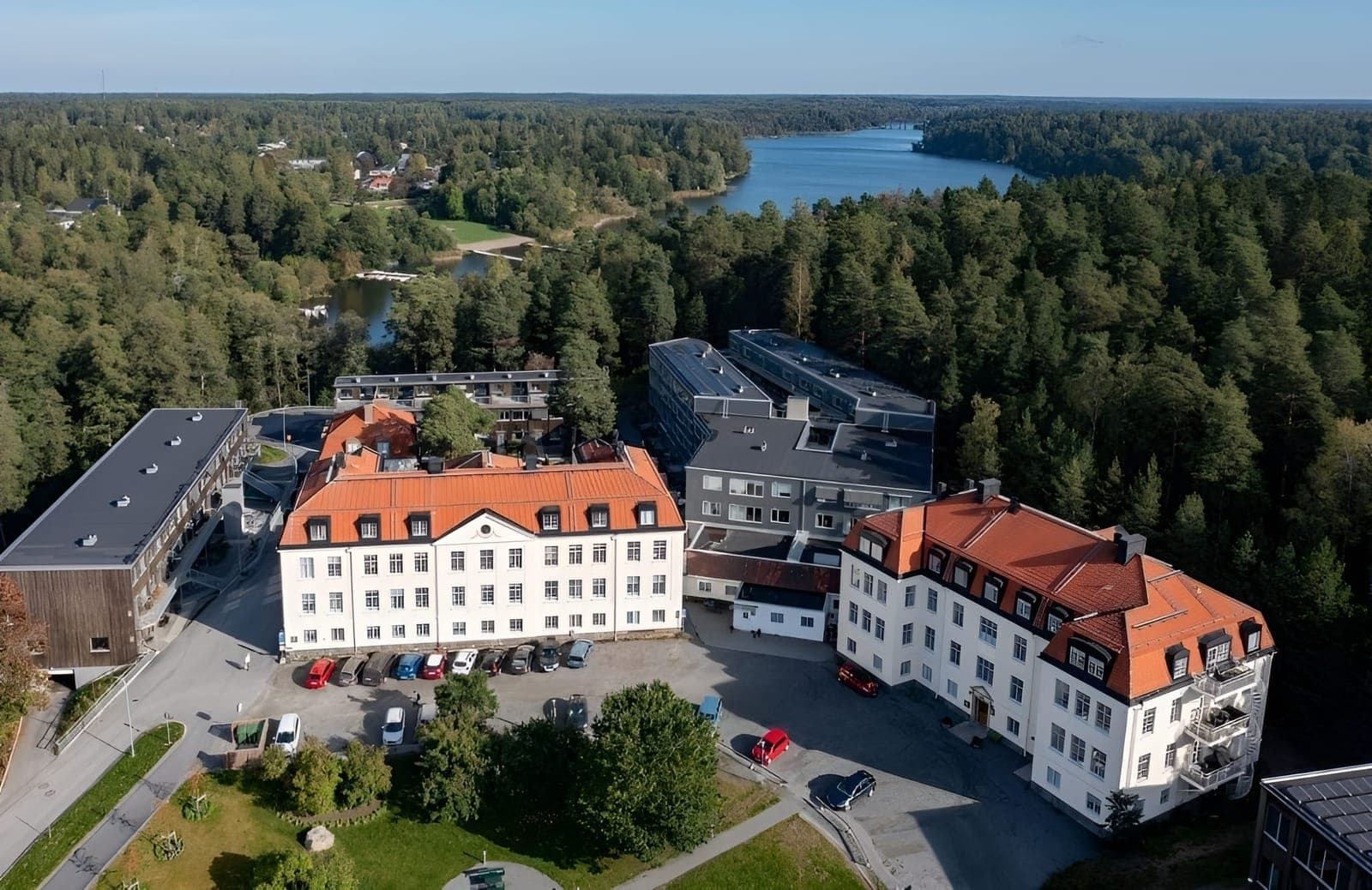 Aerial view of BRF Walloxen and Valloxen lake